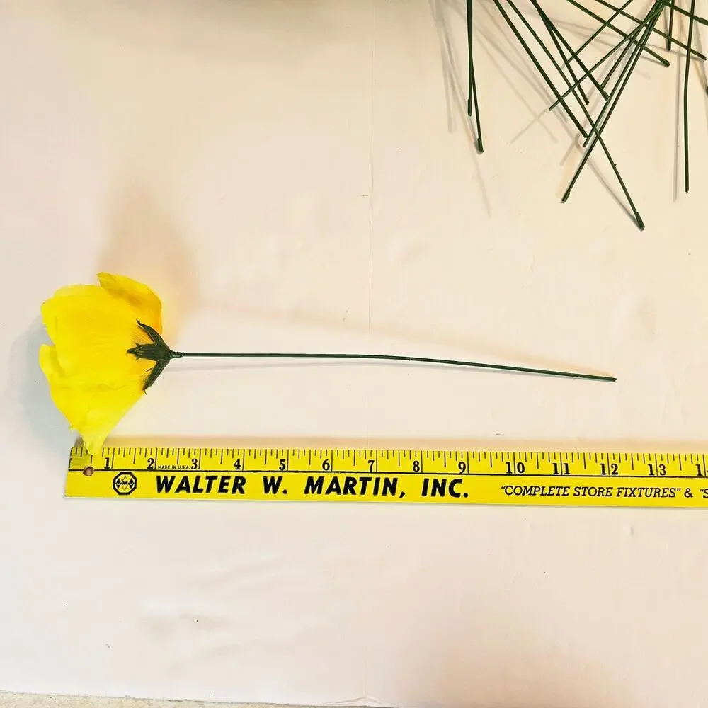 Yellow Artificial Silk Rose Flowers Wired Stems Wedding Craft 4